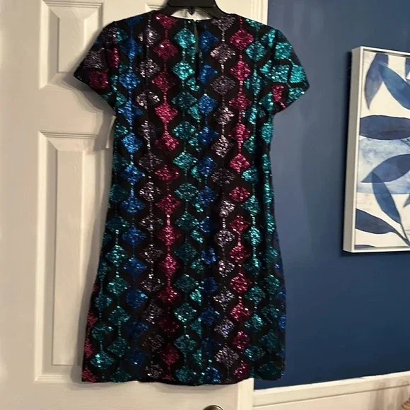 NEW london times Women's Diamond Sequin T-Shirt Dress - size 2 - Picture 9 of 9
